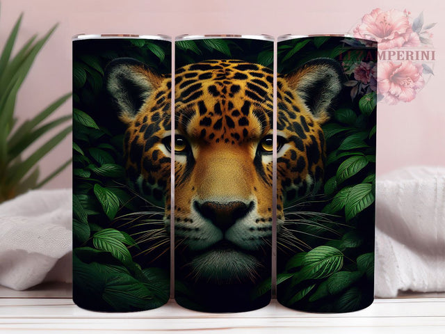 Jaguar Jungle Wild Cat Tumbler Wrap, Jungle Animal Tumbler, 20oz Skinny Tumbler PNG, Sublimation Jungle Design, Wild Cat Tumbler Art, Exotic Animal Tumbler, Big Cat Tumbler Wrap Sublimation Li Zamperini 