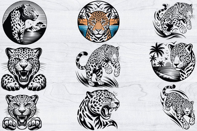 Jaguar SVG Bundle, Jungle Wildlife Vector Art, Animal Svg, Safari Animal Head Svg SVG Creativeart88 