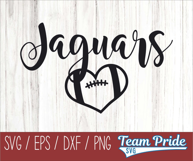 Jaguars Football Heart SVG Digital Download Printable - SVG, EPS, DXF, PNG SVG Team Pride SVG 