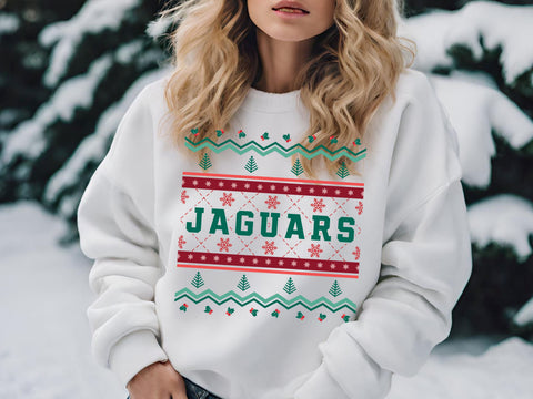 Jaguars Ugly Christmas Sweater Festive Holiday Design SVG, EPS, DXF, PNG SVG Team Pride SVG 