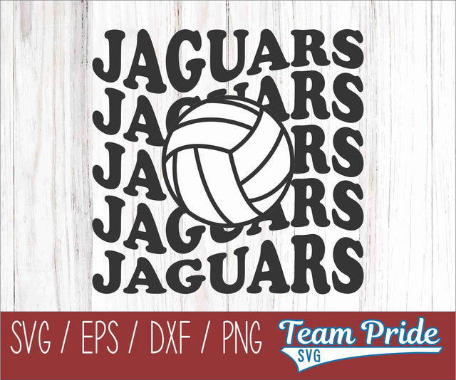 Jaguars Volleyball Retro Wave SVG Digital Download Printable - SVG, EPS, DXF, PNG SVG Team Pride SVG 