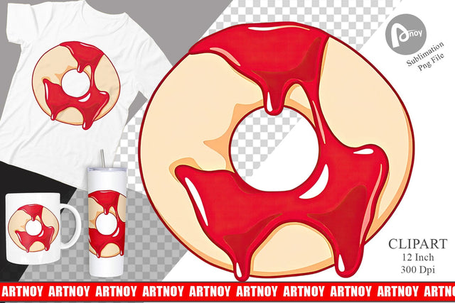 Jam Filled Donut Clipart Sublimation artnoy 
