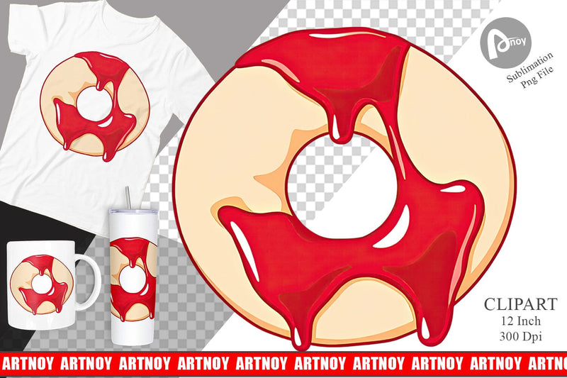 Jam Filled Donut Clipart Sublimation artnoy 