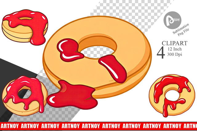 Jam Filled Donut Clipart Sublimation artnoy 