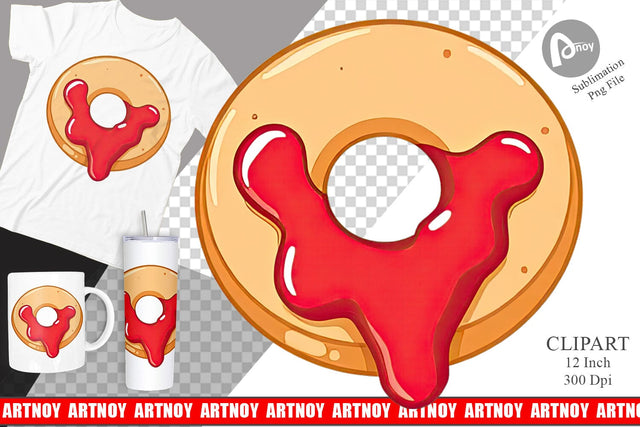 Jam Filled Donut Clipart Sublimation artnoy 