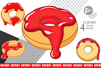 Jam Filled Donut Clipart Sublimation artnoy 