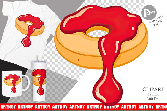Jam Filled Donut Clipart Sublimation artnoy 
