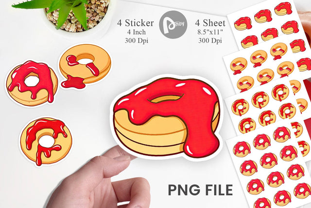 Jam Filled Donut Sticker Sublimation artnoy 
