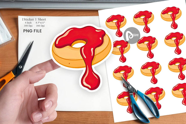 Jam Filled Donut Sticker Sublimation artnoy 