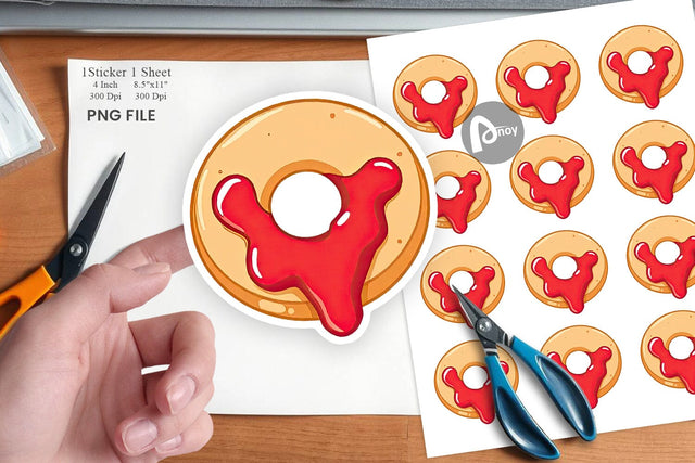 Jam Filled Donut Sticker Sublimation artnoy 