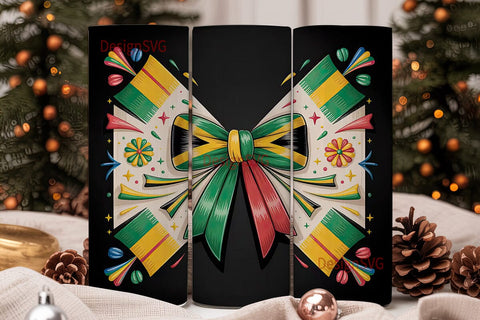 Jamaica Flag Bow 20oz Tumbler Wrap Sublimation DesignSVG 