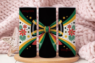 Jamaica Flag Bow 20oz Tumbler Wrap Sublimation DesignSVG 