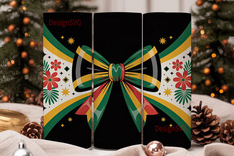Jamaica Flag Bow 20oz Tumbler Wrap Sublimation DesignSVG 