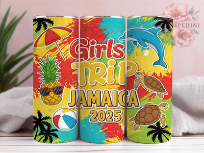 Jamaica Girls Trip Caribbean Vibes Tumbler, Girls Trip 2025 Wrap, 20oz Sublimation Design, Tropical Vacation Tumbler, Island Getaway Cup, Beach Trip Tumbler, Caribbean Vibes Wrap Sublimation Li Zamperini 