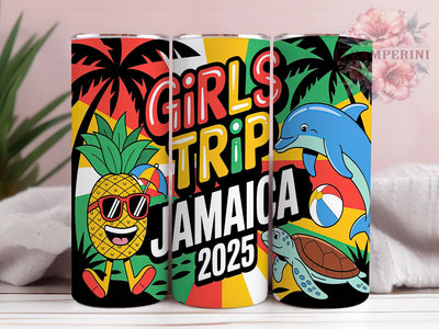 Jamaica Girls Trip Caribbean Vibes Tumbler, Girls Trip 2025 Wrap, 20oz Sublimation Design, Tropical Vacation Tumbler, Island Getaway Cup, Beach Trip Tumbler, Caribbean Vibes Wrap Sublimation Li Zamperini 