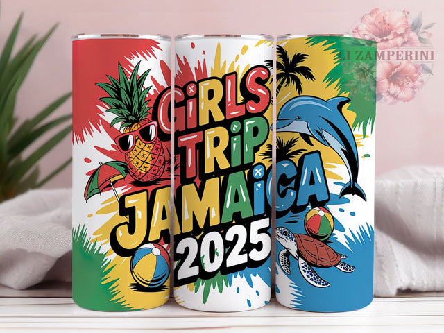 Jamaica Girls Trip Caribbean Vibes Tumbler, Girls Trip 2025 Wrap, 20oz Sublimation Design, Tropical Vacation Tumbler, Island Getaway Cup, Beach Trip Tumbler, Caribbean Vibes Wrap Sublimation Li Zamperini 