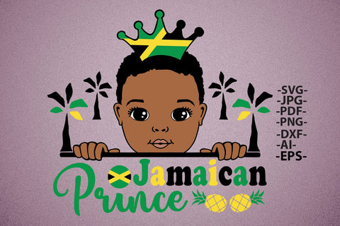 Jamaican Prince SVG PNG PDF DXF Black Boy Clipart with Crown Flag for Cricut Sublimation and DIY Craft Projects SVG 1uniqueminute 