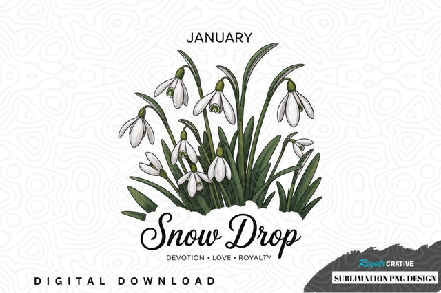 January snowdrop flower design Sublimation Regulrcrative 