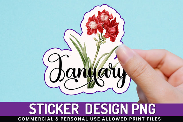 January Sticker Design Sublimation Regulrcrative 