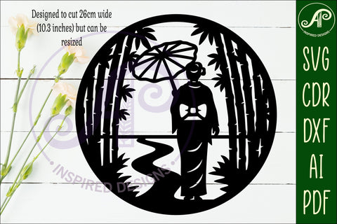 Japanese Bamboo Wall Art SVG | Geisha Garden Laser Cut File SVG APInspireddesigns 