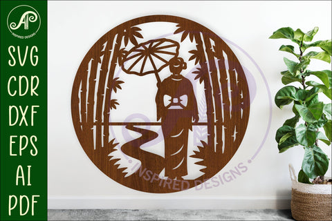Japanese Bamboo Wall Art SVG | Geisha Garden Laser Cut File SVG APInspireddesigns 