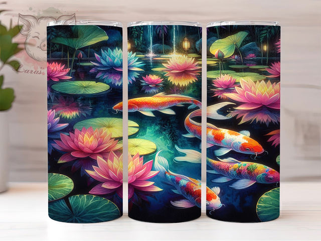 Japanese Koi Fish 20oz Tumbler Wrap, Japanese Koi Design, Colorful Carp Mug, Zen Water Theme Cup, Pond Fish Wrap, Tranquil Nature Tumbler, Sublimation Tumbler Wrap Sublimation Lara' s Designs 