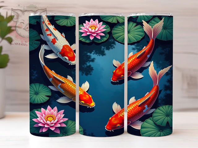 Japanese Koi Fish 20oz Tumbler Wrap, Japanese Koi Design, Colorful Carp Mug, Zen Water Theme Cup, Pond Fish Wrap, Tranquil Nature Tumbler, Sublimation Tumbler Wrap Sublimation Lara' s Designs 