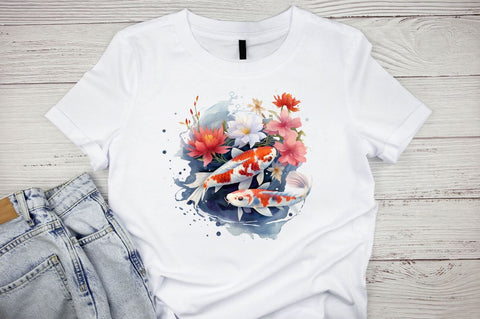 Japanese Koi Fish Cherry Blossom Clipart Bundle Sublimation Designangry 