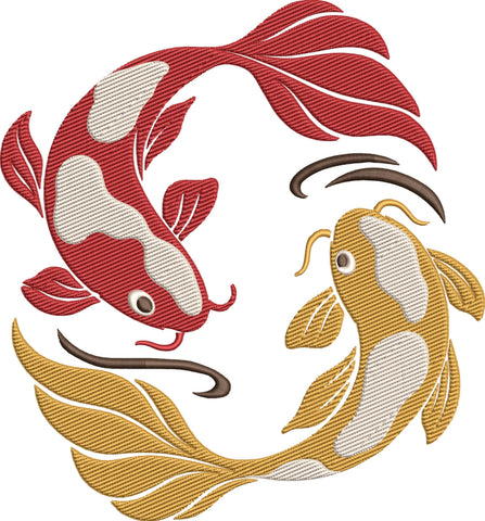 Japanese Koi Fish Embroidery Design – Two Koi Fish Yin Yang Oriental Japanese Art Machine Embroidery File Embroidery/Applique DESIGNS PatternFeed8 