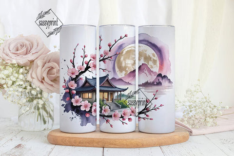 Japanese Moon Tumbler Wrap PNG Sublimation sassyprint 
