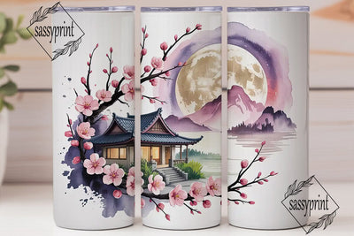 Japanese Moon Tumbler Wrap PNG Sublimation sassyprint 