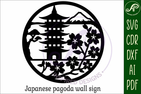 Japanese pagoda wall art sign, SVG file SVG APInspireddesigns 