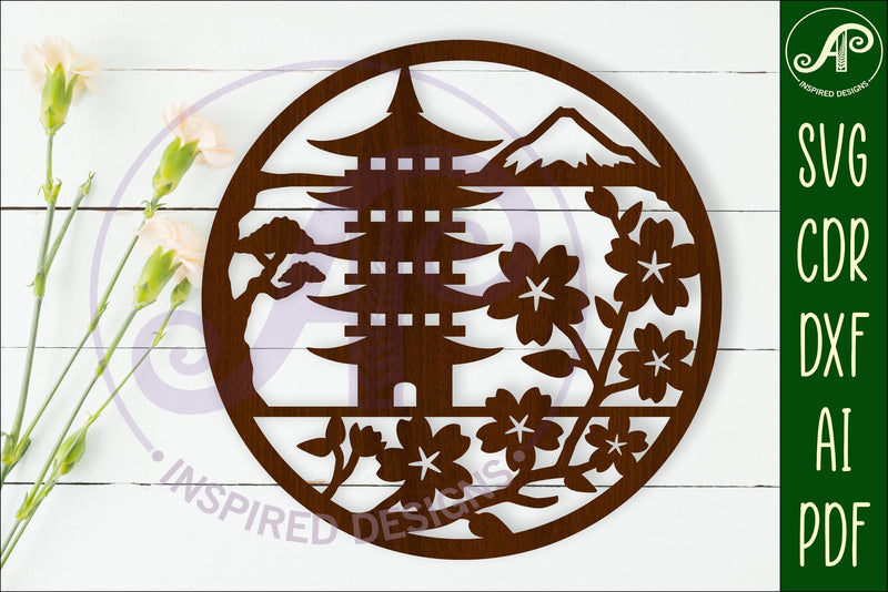 Japanese pagoda wall art sign, SVG file SVG APInspireddesigns 