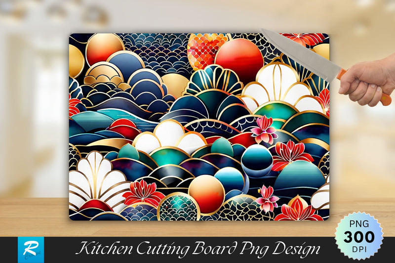 Japanese Pattern Background Wallpaper Cutting Board Sublimation Regulrcrative 