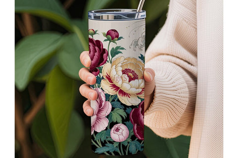 Japanese Peony 20oz Tumbler Wrap Sublimation DesignSVG 