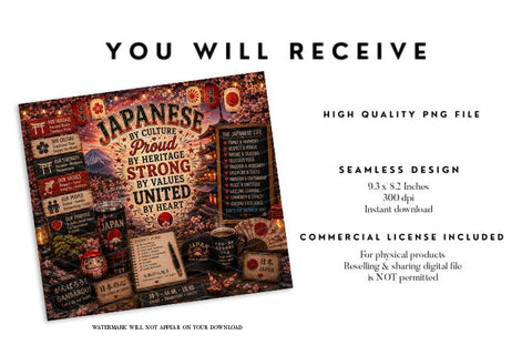 Japanese Pride Heritage Tumbler Wrap PNG Sublimation BijouBay 