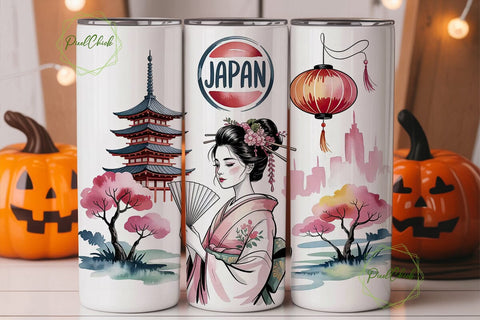 Japanese Sakura Pagoda 20oz Tumbler Wrap Sublimation PixelChick 