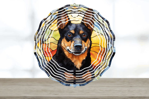 Japanese Watercolor Australian Kelpie Dog Wind Spinner Sublimation Regulrcrative 