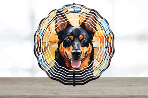 Japanese Watercolor Australian Kelpie Dog Wind Spinner Sublimation Regulrcrative 