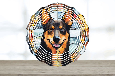 Japanese Watercolor Australian Kelpie Dog Wind Spinner Sublimation Regulrcrative 
