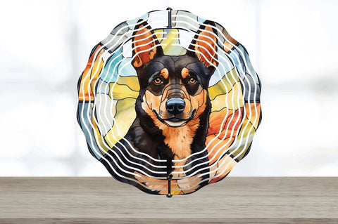 Japanese Watercolor Australian Kelpie Dog Wind Spinner Sublimation Regulrcrative 