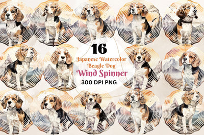 Japanese Watercolor Beagle Dog Wind Spinner Bundle Sublimation Regulrcrative 