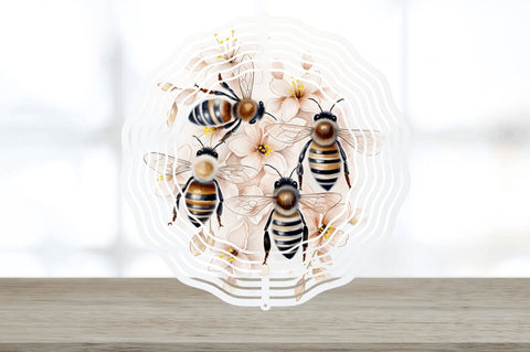 Japanese Watercolor Bees Wind Spinner Sublimation Regulrcrative 