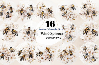 Japanese Watercolor Bees Wind Spinner Sublimation Regulrcrative 