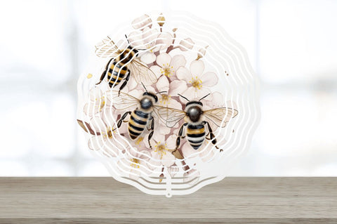 Japanese Watercolor Bees Wind Spinner Sublimation Regulrcrative 