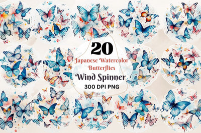 Japanese Watercolor Butterflies Wind Spinner Sublimation Regulrcrative 