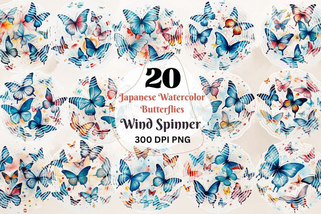 Japanese Watercolor Butterflies Wind Spinner Sublimation Regulrcrative 