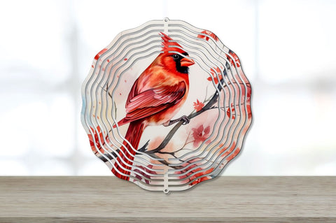 Japanese Watercolor Cardinal Bird Wind Spinner Sublimation Bundle Sublimation Regulrcrative 