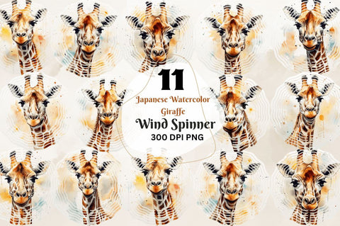 Japanese Watercolor Giraffe Wind Spinner Sublimation Regulrcrative 