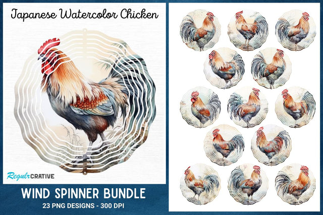 Japanese Watercolor Wind Spinner Sublimation Bundle Sublimation Regulrcrative 